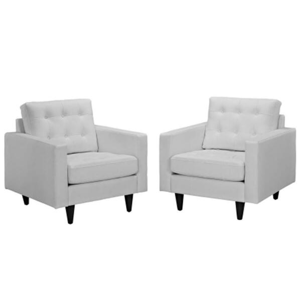 East End Imports Empress Armchair Leather- White, 2PK EEI-1282-WHI